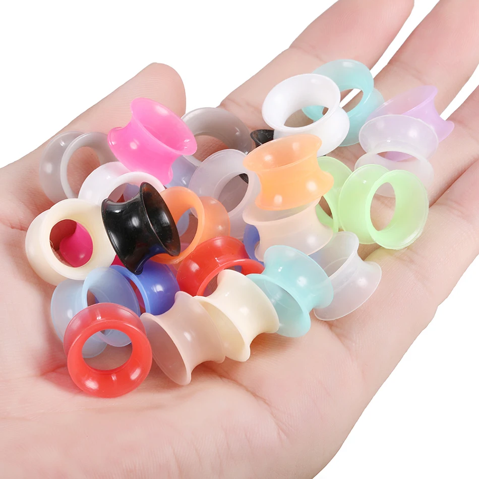 1Pair/lot Silicone Flexible Thin Ear Tunnel Double Flared Ear Plugs Gauges Earrings Expansion Piercing Flesh Tunnel Body Jewelry