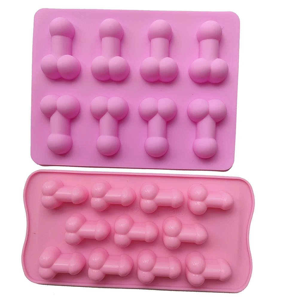 2shape Sexy Penis Silicone Mold Ice Cube Tray Dick Cake Chocolate Soap Candle Mould Mini Ice Form Birthday Cake Decoration Tools