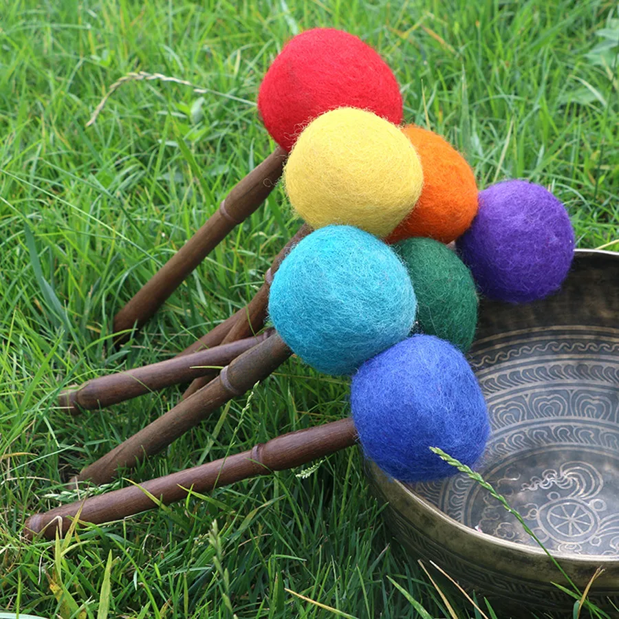 Tibetan Buddhist Meditation Singing Bowl Wool Felt Hammer Yoga Healing Bowl Accessories Seven Chakras Handmade Bowl Hammer