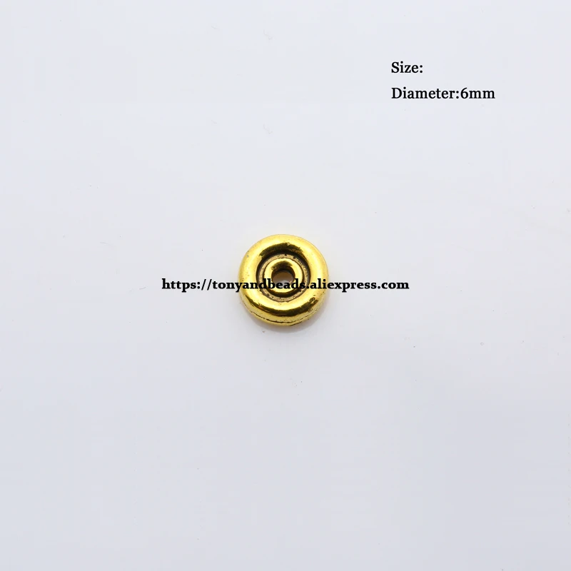 (50 Stück / Los!) Europäischer Spacer-Charm-Verbinder, Crimp-Endperlen aus Legierung in Antikgoldfarbe, geeignet für die Armbandherstellung. – Detail 20