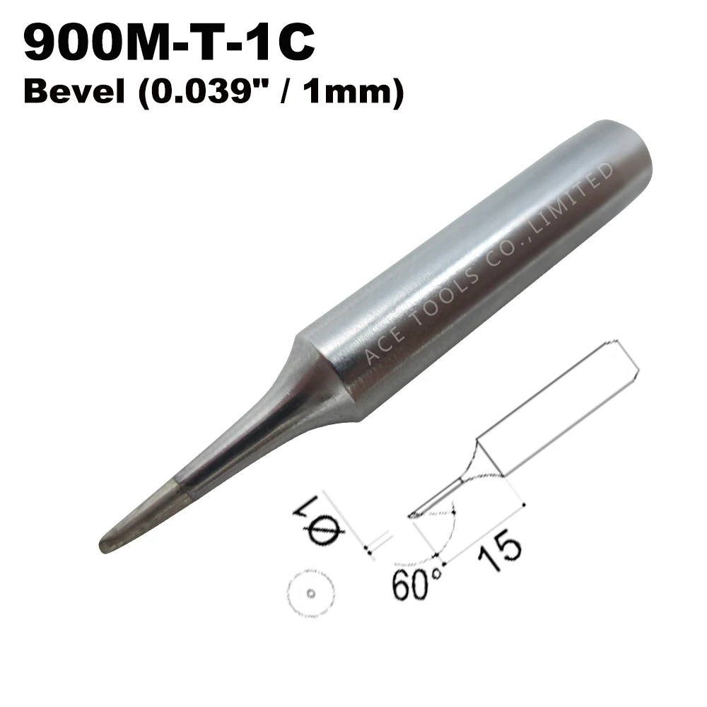 

Soldering Tip 900M-T-1C Bevel 1mm for Hakko 936 907 Milwaukee M12SI-0 Radio Shack 64-053 Yihua 936 X-Tronics 3020 Welding Bit