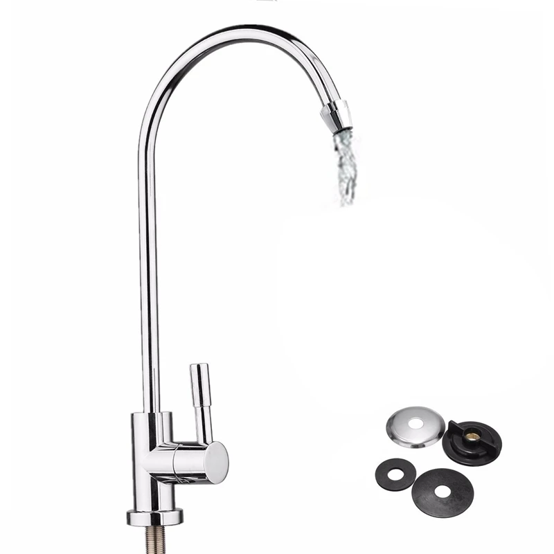 ABSF 1/4 Inch Chrome Drinking Water Filter Faucet Reverse Osmosis Sink Kitchen Tap