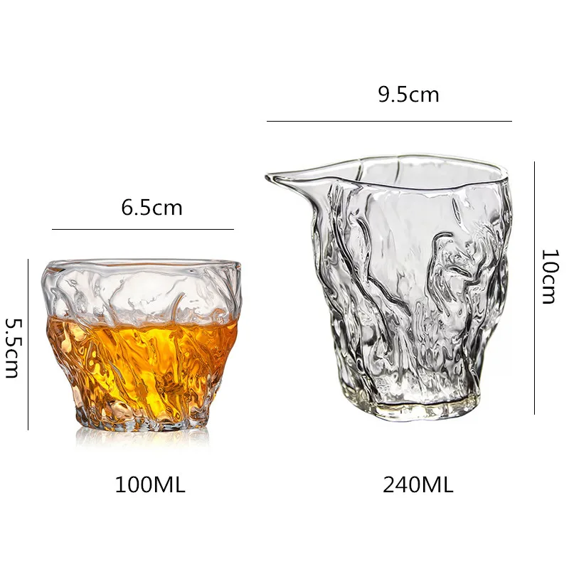 Taza de vidrio de té con patrón de martillo resistente al calor, vaso transparente de vino y whisky para Bar, regalo de fiesta, taza de Sake japonés