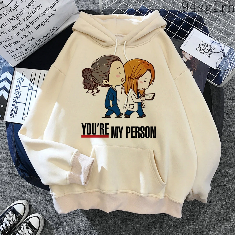 2021 Greys Anatomy Hoodies Women Harajuku Ulzzang Sweatshirts Kawaii You Are My Person Print Streetwear Pullover Y2k Tops Female