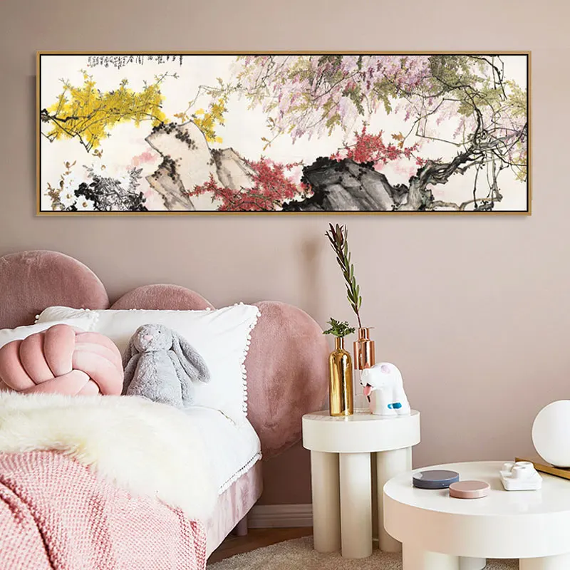 

Chinese Classical Style Flowers and Bird Painting Bird Singing on Plum Blossom Artistic Beauty Picture Canvas Posters Home Decor