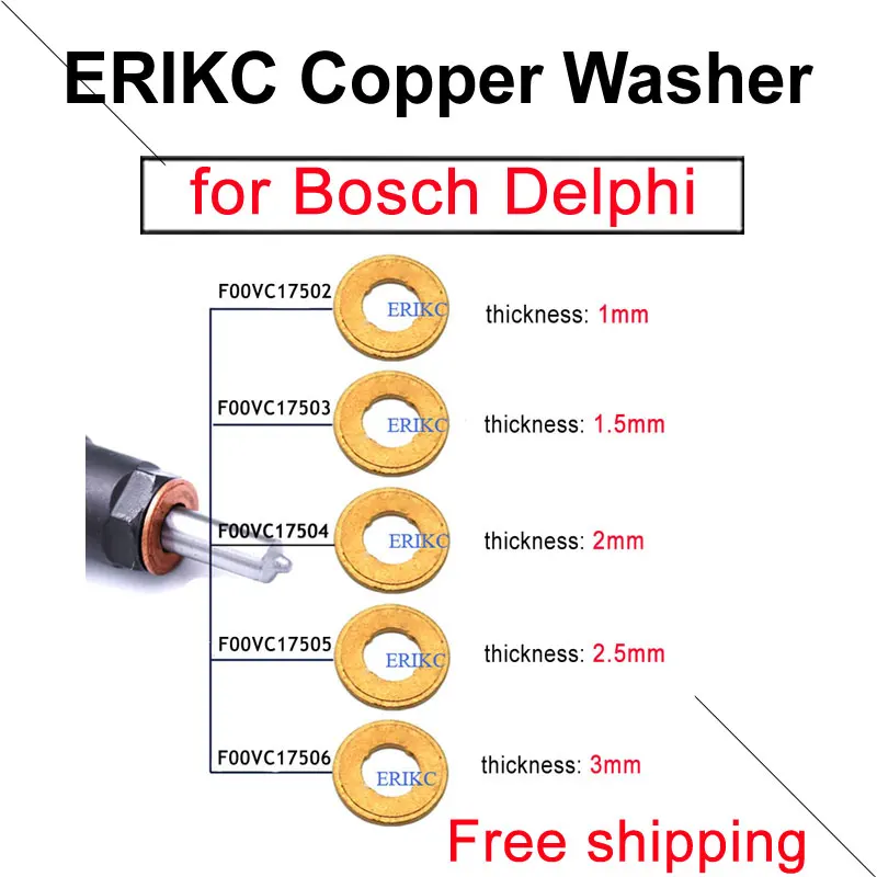 

F00VC17505 Injector Nozzle Copper Washer F00VC17504 F00VC17503 Diesel Sprayer Gasket 9001-850C F00VC17506 for Bosch Delphi Shim