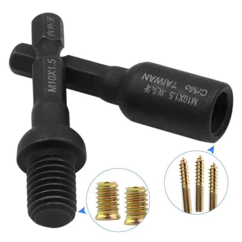 1Pcs M6 M8 M10 1/4 Hex Shank Square Driver Tap Die อะแดปเตอร์เต้าเสียบสกรูเกลียวภายในและภายนอกสกรูโจมตีแขน