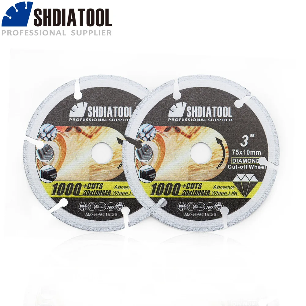 Shdiatool 2個3インチの真空ろうダイヤモンド金属切削ディスク、ダイヤモンドカットオフホイール刃