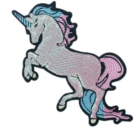 Unicorn Sequin Embroidered Patches DIY Applique Sew / Iron on Large Patches for Clothing, Backpacks, Handbags