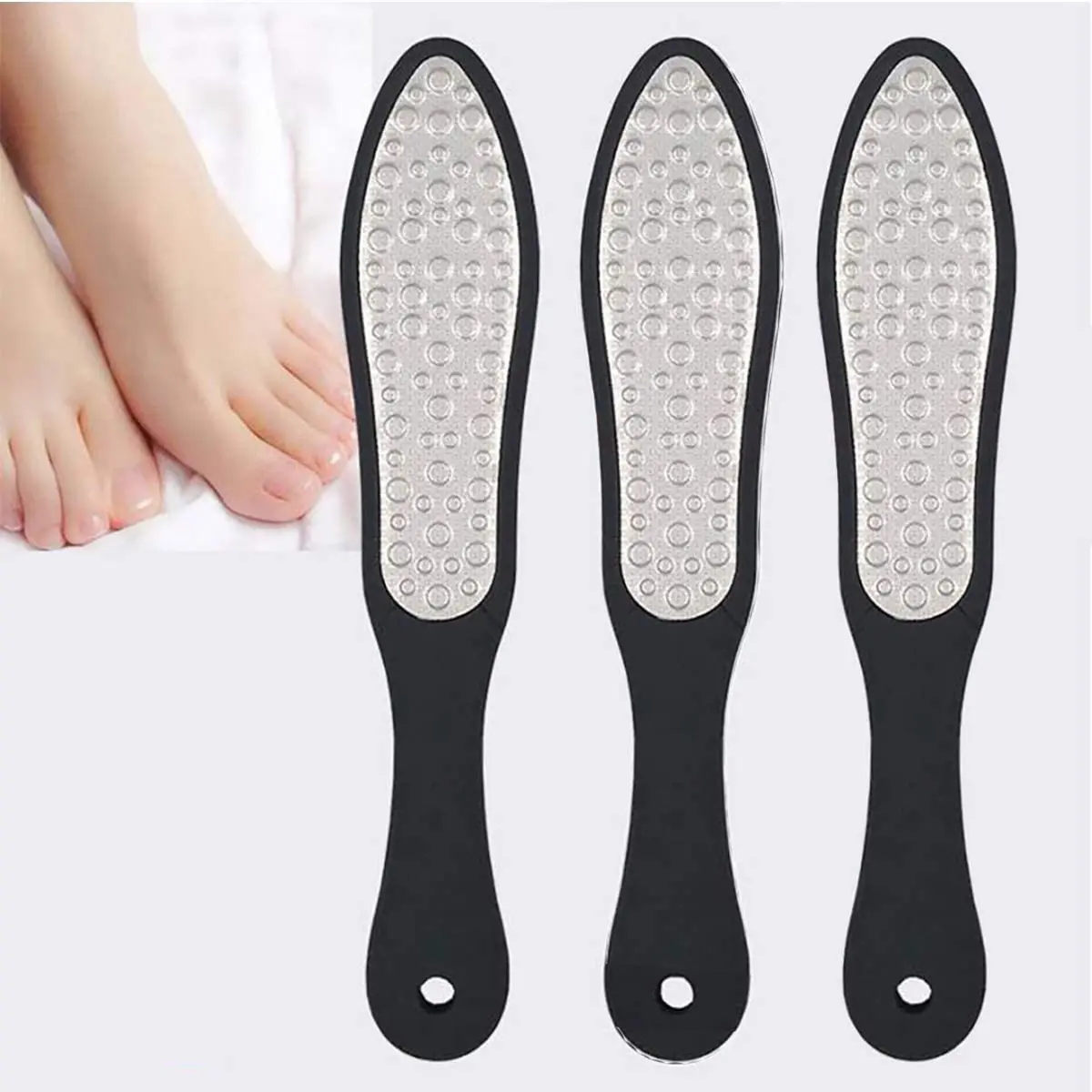 Pinkiou 3PCS Foot Scrubber Foot File Foot Rasp Callus Remover Foot Grater Foot Care Pedicure Tools Foot File Brush Grinder