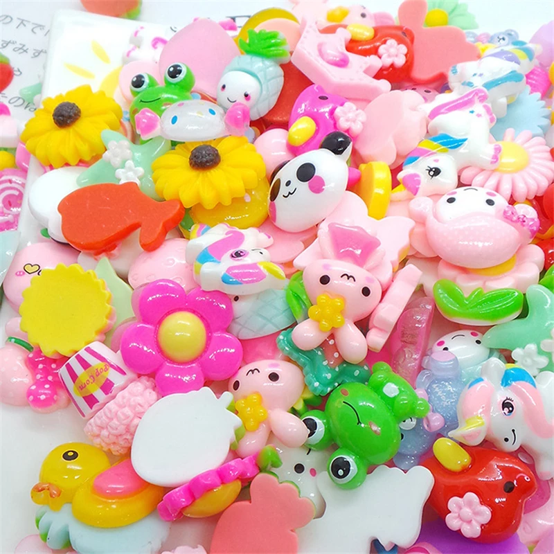 20PCS 3D Cute Cartoon Candy Rhinestone Resin Nail Charms Bulk Nail Art Jewelry Parts DIY Kawaii Manicure Decorations Accessories