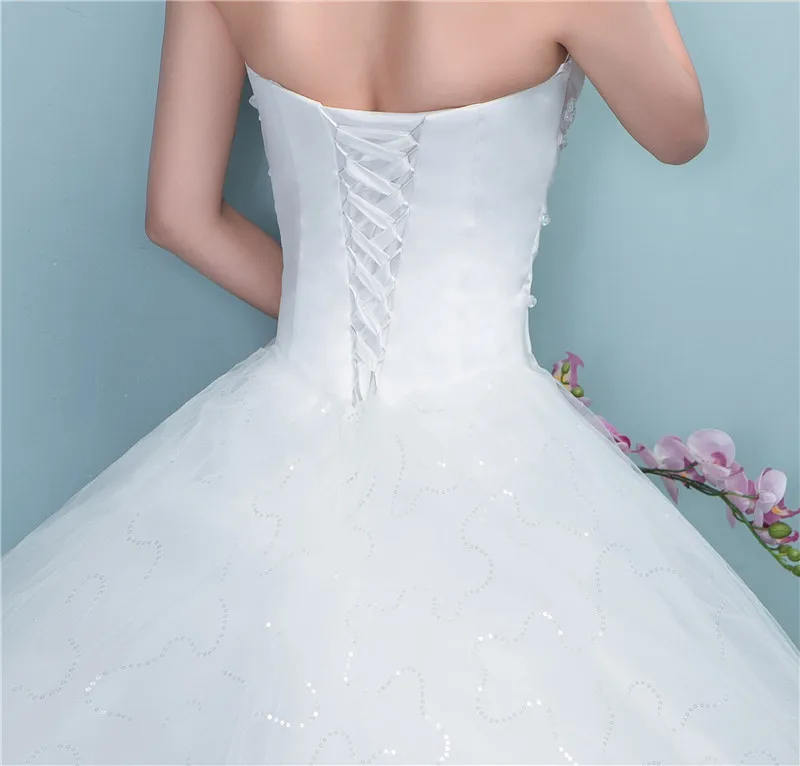Customized New Luxury Beading Brush Train Lace Up Wedding Dress Sexy Strapless Applique Plus Size Bridal Gown Vestido De Noiva