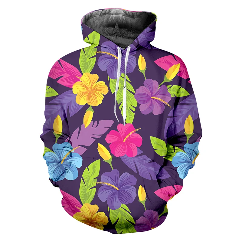 

LCFA Brand Drop Shipping 2021 New Fashion Mens Women Hoodie 3D Print Tropical Flowers Hoody Sweatshirt Casual Tracksui Wholesale