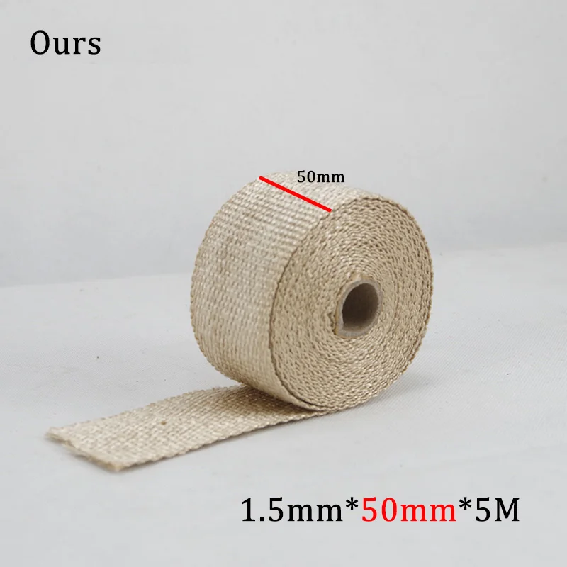 5M Motorcycles Exhaust Duct Tape Anti-Hot Wrap Heat Down Pipe Insulation Cloth Roll Motorbike THERMO-TECH COOLIT Exhaust Wrap