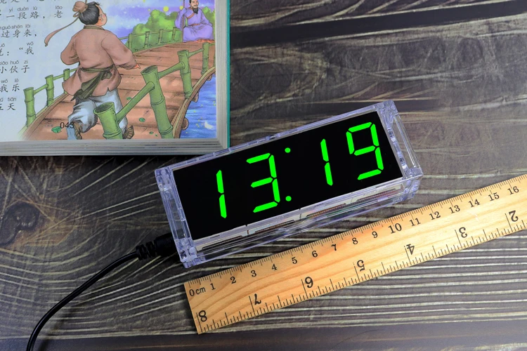 diy clock kit digital tube Time temperatiure date display English voice time night light diy electronic kit soldering subject