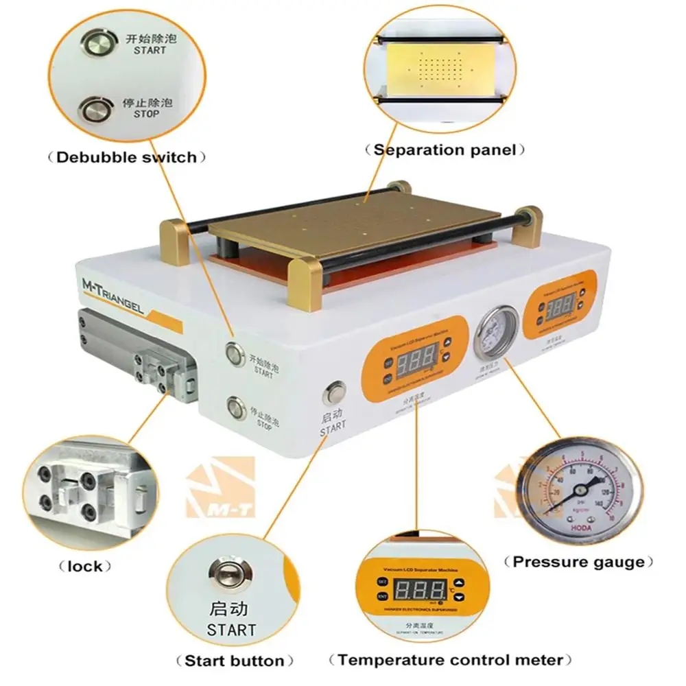 شاشة مسطحة LCD فقاعة ماكينة إزالة LCD تجديد 220 فولت/110 فولت 7 بوصة شاشة مضخة تفريغ LCD جهاز عزل زجاجي M-Triangel M1