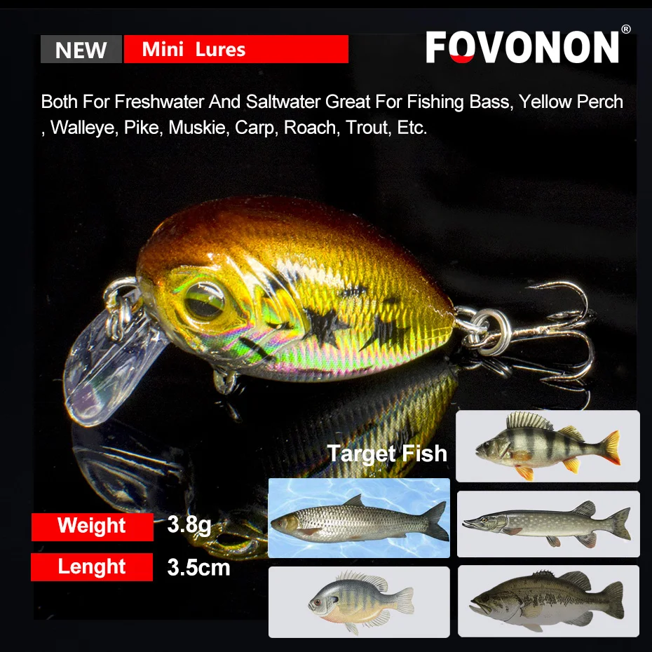New Peche Japanese Design Hard Fishing Lure 35mm 3.8g Mini Wobblers Crank Bait For Pike Floating Crankbait Pesca