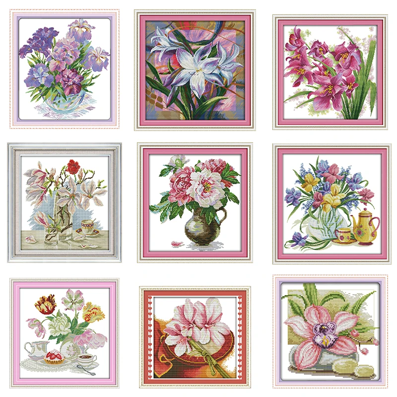 Bella modello di fiore serie punto croce set iris orchidea 11CT 14CT stamping Cinese punto croce ricamo set cucito