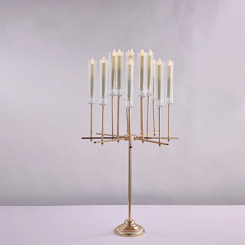 IMUWEN Metal Candelabra 16 Heads Candle Holder Candlestick Wedding Table Centerpiece  Pillar Stand Road Lead Party Decor