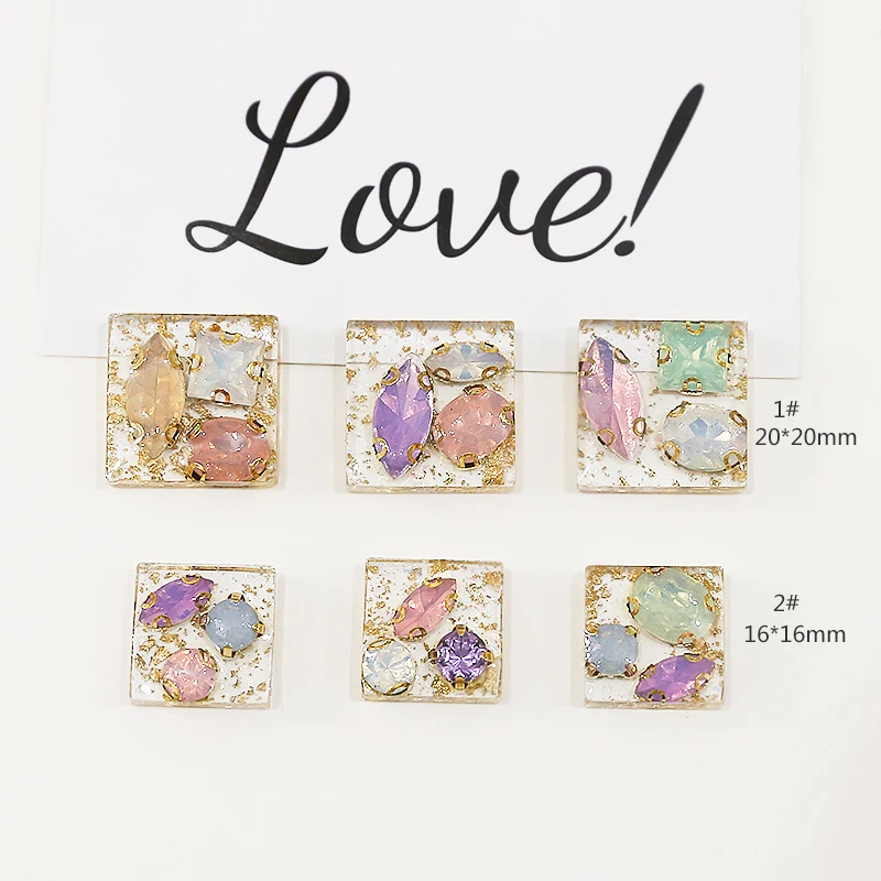 10pcs DIY handmade earring accessories resin drip immortal charm inside square charm headdress tag