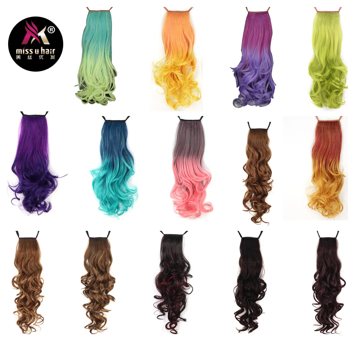 

Miss U Hair 24" 60cm Synthetic Long Curly Ribbon Drawstring Ponytails Party Wig Halloween Hairpiece Clip In Hair Extensions