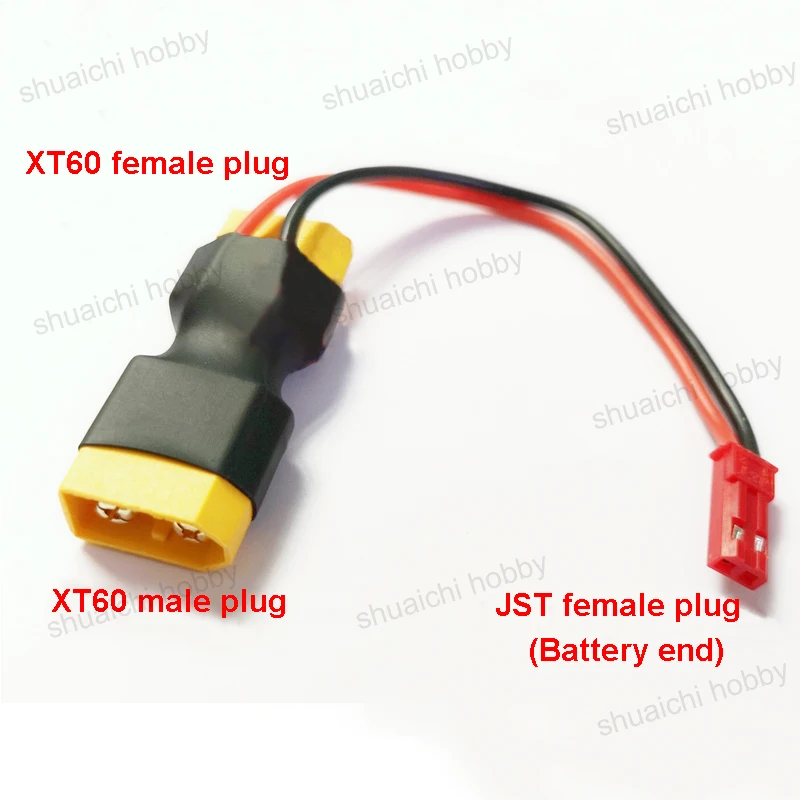 Modelo de barco de juguete XT60/XT90/T, adaptador de enchufe macho a hembra con conector JST, Cable de fuente de alimentación de cardán para Avión RC, 2 piezas