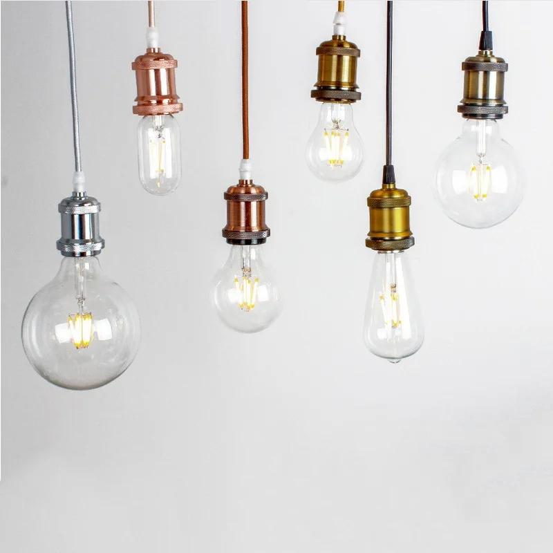 Vintage Aluminum Pendant Light E27 Lamp Holder Incandescent Edison Bulb  Retro Decor Hanging Lamp 90V-260V Light Fixture