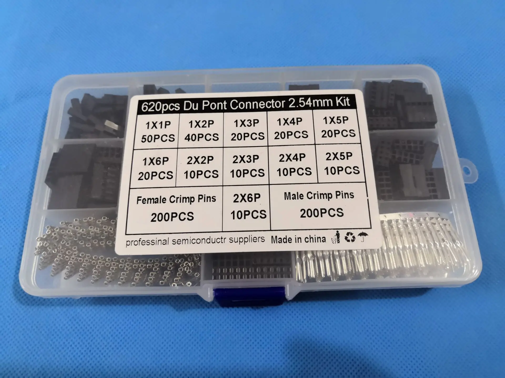 620PCS 1*2PIN/2*2PIN/3PIN/4PIN/5PIN DuPont Cap Head Shell Kit 2.54mm Wire Jumper Housing Connector Male & Female Terminal Crimp