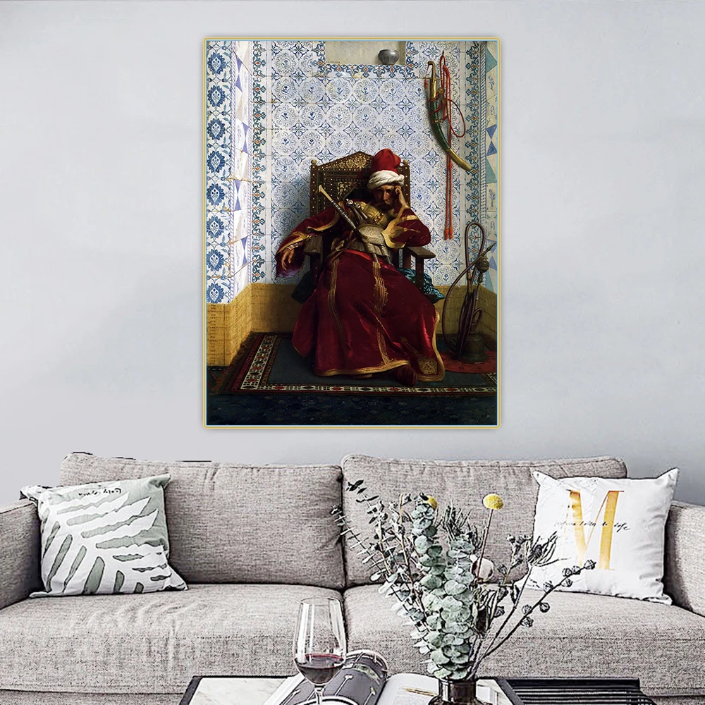 Markos Botsaris by Jean Leon Gerome Canvas Art Oil Decorative Painting Aesthetic Picture Wall Decor Home Living Room Decoration