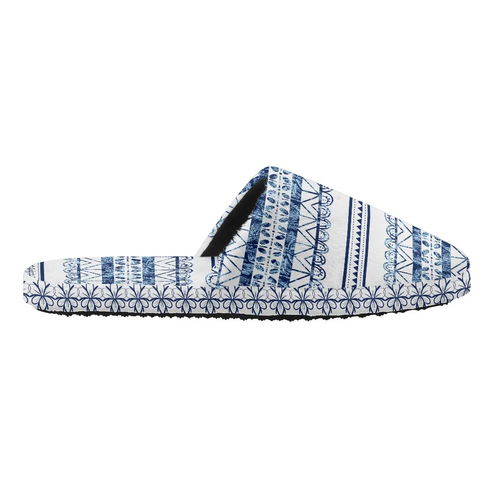 Noisydesigns Best Selling Man Floor Warm Slippes Striped Hibiscus Flowers Print Flats Slippers Plus Velvet Cotton Shoes Indoor