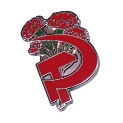 USSR Hammer and Sickle Pin With Flowers Soviet Communism Art Jewelry