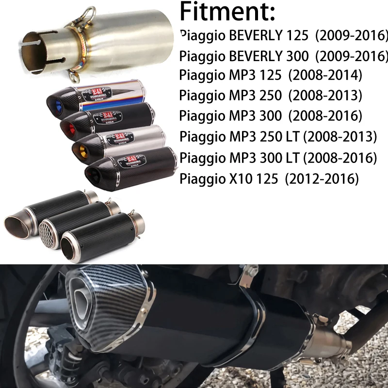 

For Piaggio BEVERLY 125 300 MP3 125 250 300 2008-2016 Motorcycle Exhaust Tailpipe Middle Mid Link Pipe Muffler Connect Tube