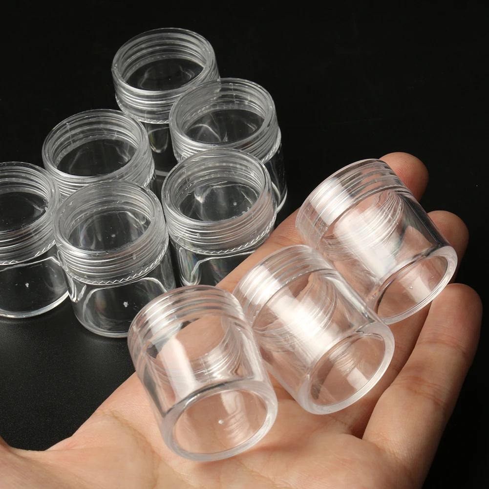 4pcs Plastic Storage Box Transparent Small Round Container Jar Refillable Cosmetic Portable Boxes For Jewelry Display Packaging