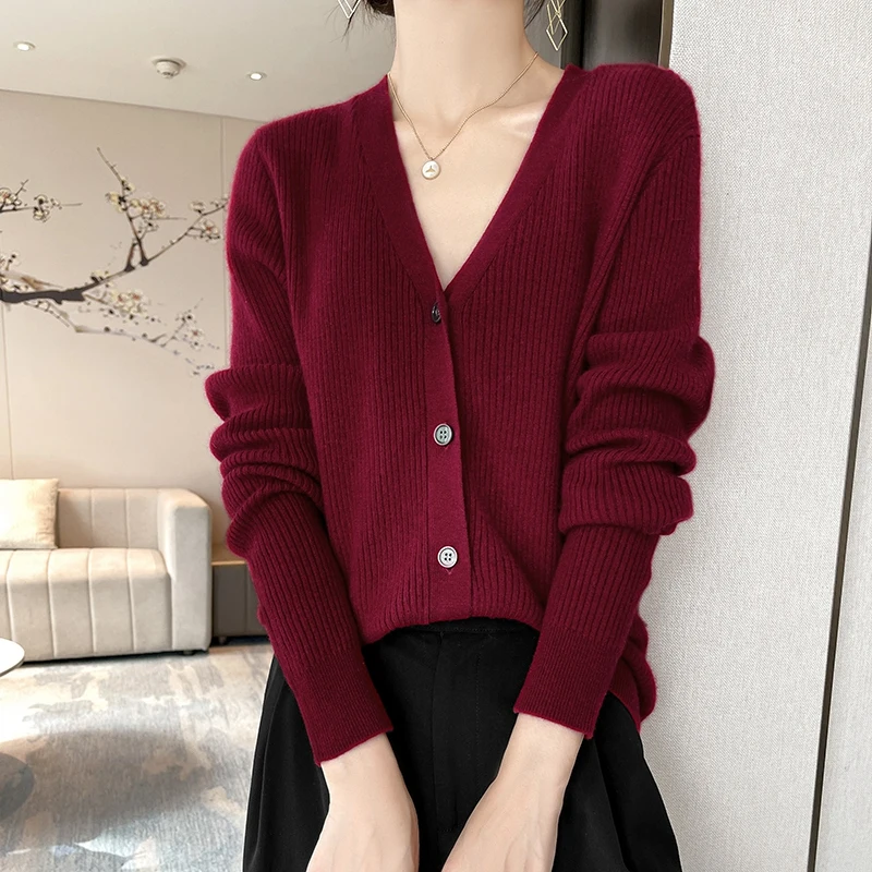 Sweater Cardigan Women Autumn Winter New V Neck  Single Breasted Loose Short Thicken Sweater Sweet Long Sleeve Knitting Top