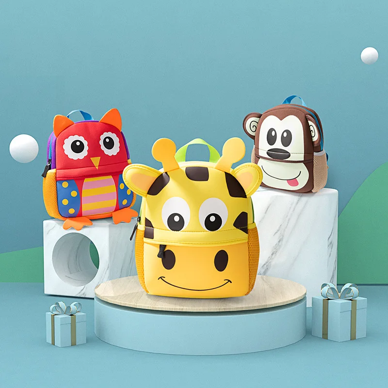 2023 Hot Children Backpacks 3D Giraffe Design Girl Boys School Bags Toddler Kids Neoprene Schoolbag Kindergarten Cartoon Pouch