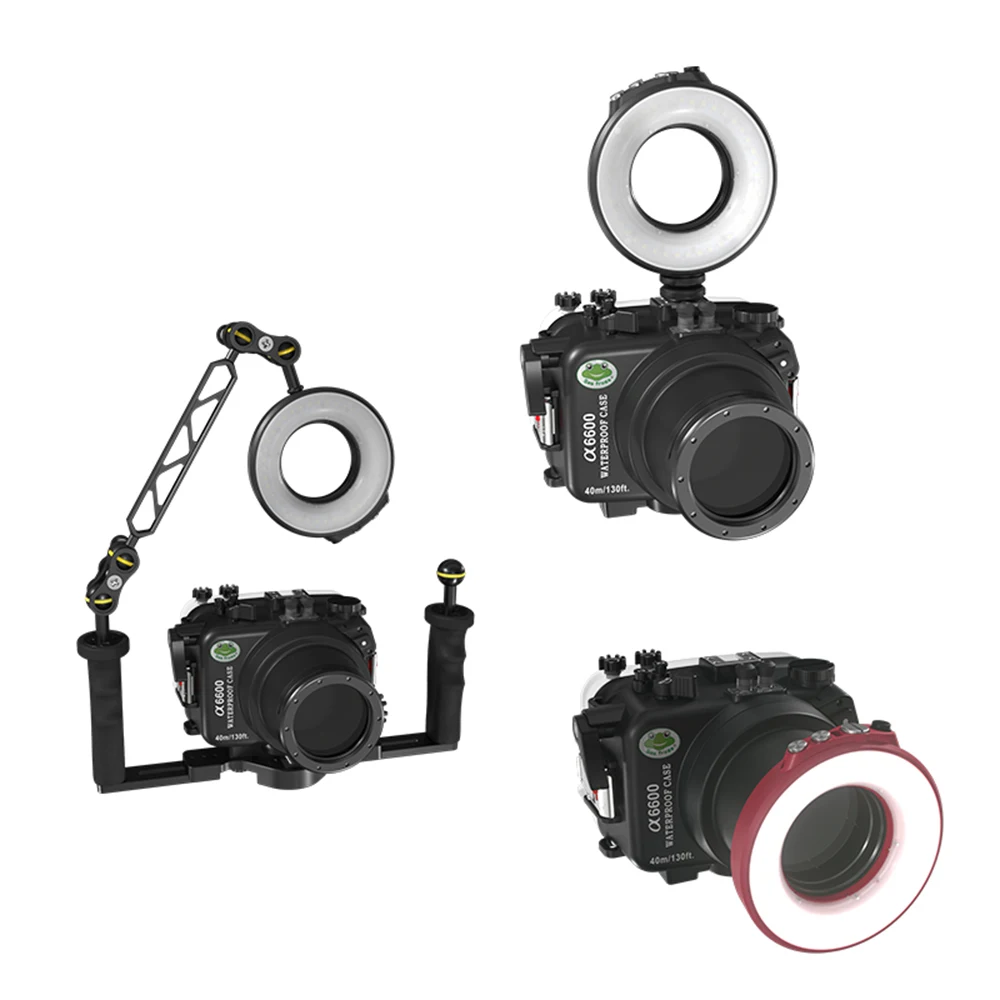 Seafrogs 1200LM Ring Flash Light For Camera 5 Modes 4 Colors for 67mm Lens Interface With USB Charge Waterproof Underwater Light