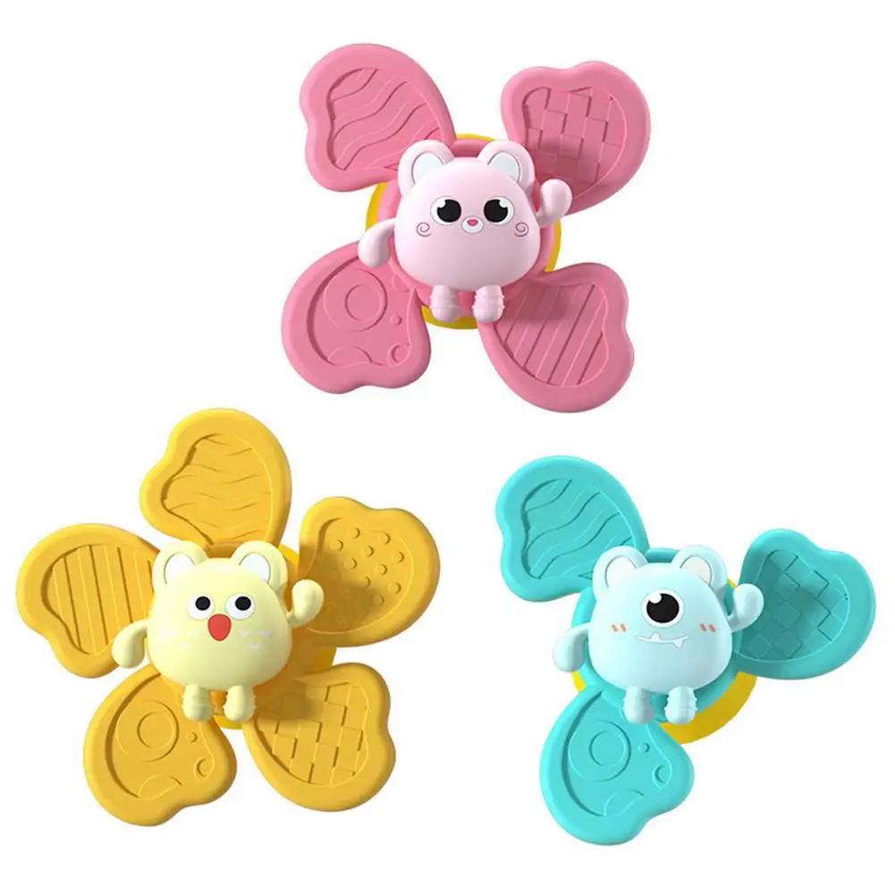 

3 PCS Cartoon Kids Toys ABS Colorful Gyro Toy Relief Stress Educational Fingertip Rattle Bath Toys For Children Gift