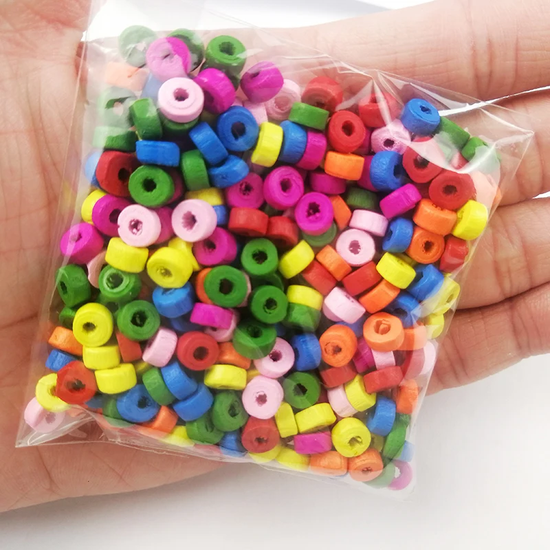 200~300pcs Flat Round Spacer Wooden Beads 3x6/4x8mm Wood Loose Beads for Jewelry Making Handmade Bracelet DIY Craft Findings
