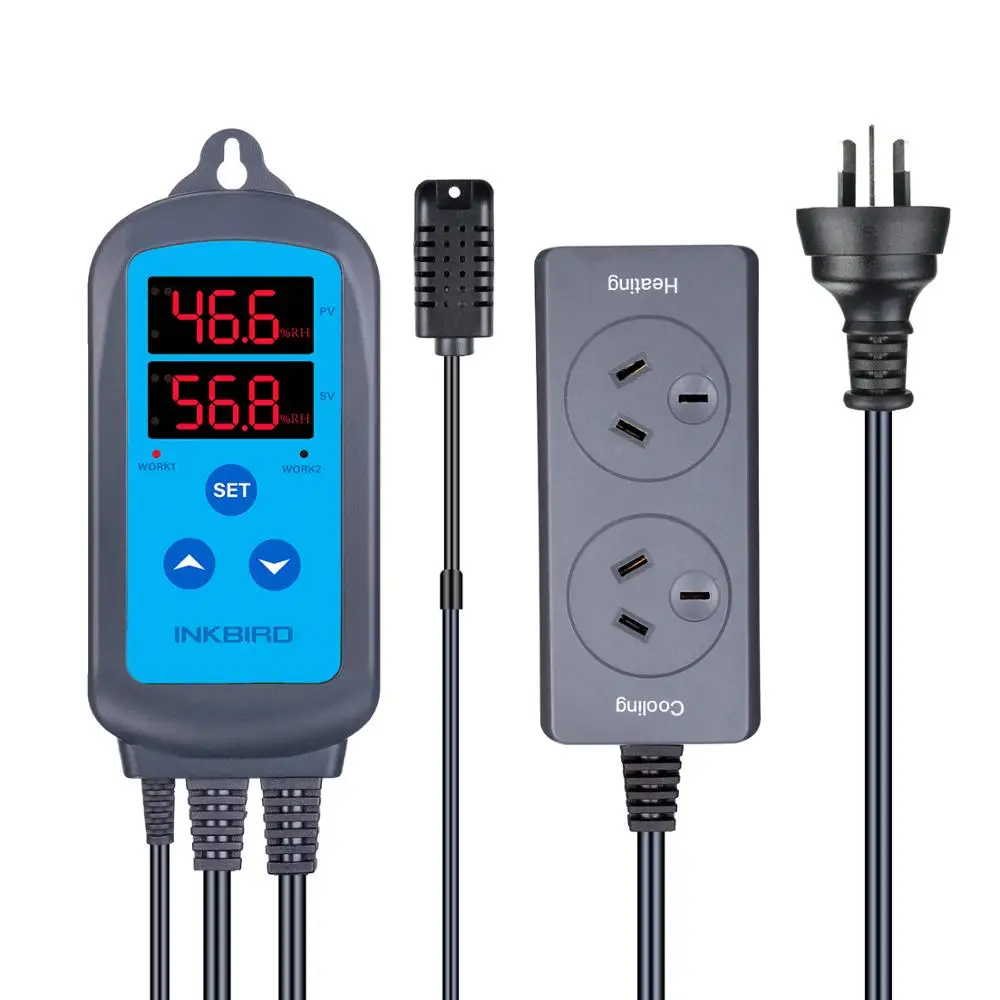 INKBIRD IHC-200 Vorverdrahteter digitaler Dural-Stage-Feuchtigkeitsregler, Entfeuchtungsbefeuchtungssteuerung für Luftbefeuchter und Ventilator