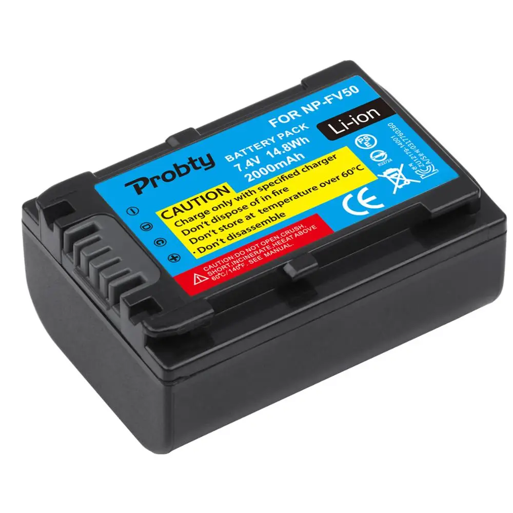 2 Pcs NP-FV50 NP FV50 Battery For Sony HDR- CX580E CX700E CX760E CX360E PJ10E PJ30E HDR-XR350E XR550E XR260E XR150E Camera