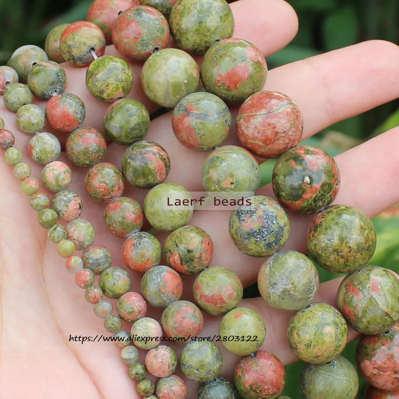 Wholesale Natural Unakite Stone Beads Round Loose Spacer Beads 15''/ Strand Pick Size For Jewelry Making