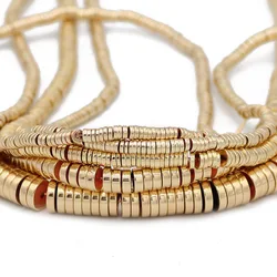 3/4/6/8mm Natural Stone KC Gold color Flat Round COINS Hematite Spacer Loose Beads For DIY Jewelry Making Bracelets Accessories