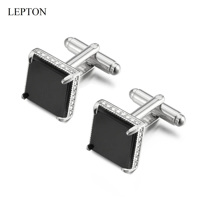 

Low-Key Luxury Glass Cufflinks for Mens Lepton High Quality Square AA Zircons Cufflink Shirt Cuffs Cuff Links Relojes Gemelos