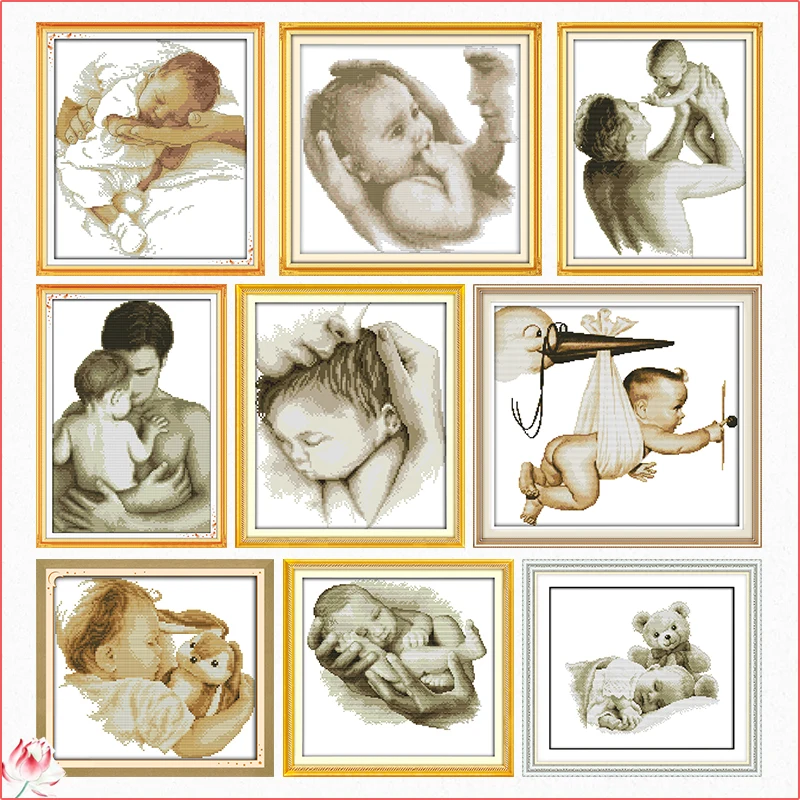 Lovely Baby Cross Stitch Kit DIY Paternal Love Pattern Embroidery Kit 11CT 14CT Needlework Sewing Kit Home Decoration Painting