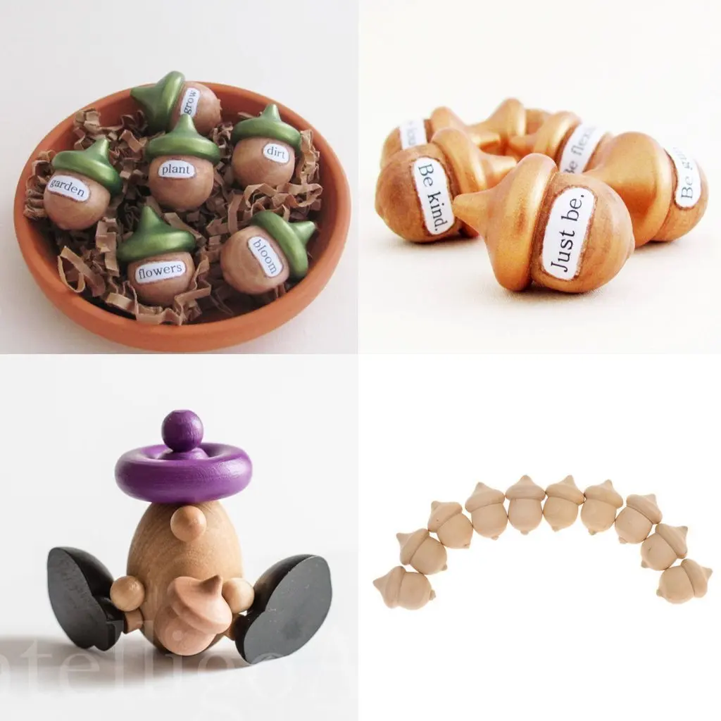 10pcs Natural Wood Acorns Unfinished Wood Craft DIY Wedding Decoration Children Kid Graffiti Drawing Toy