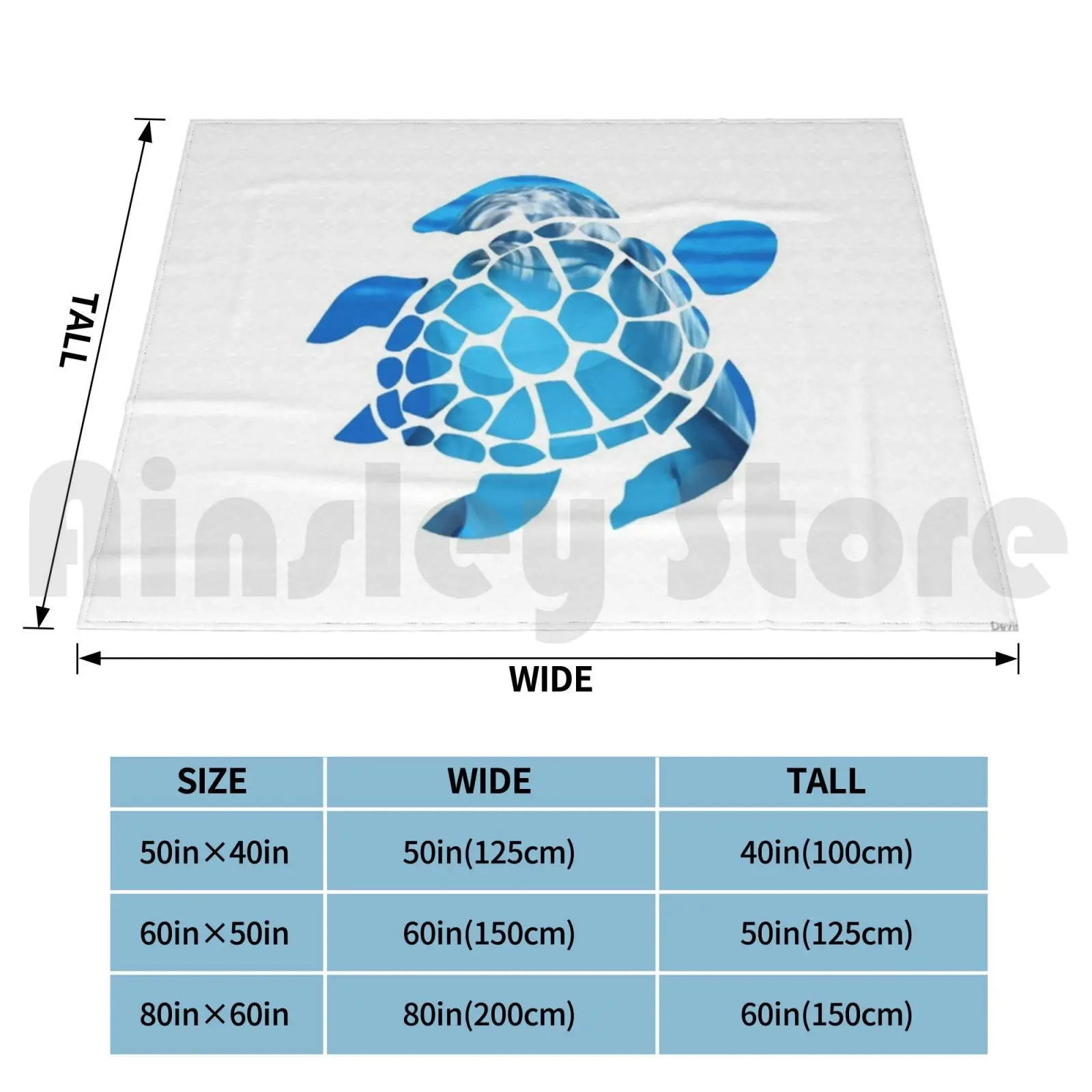 Dolphin Sea Turtle Blanket Fashion Custom Dolphin Sea Turtle Blue Water Underwater Sea Life Fish Sea Turtle