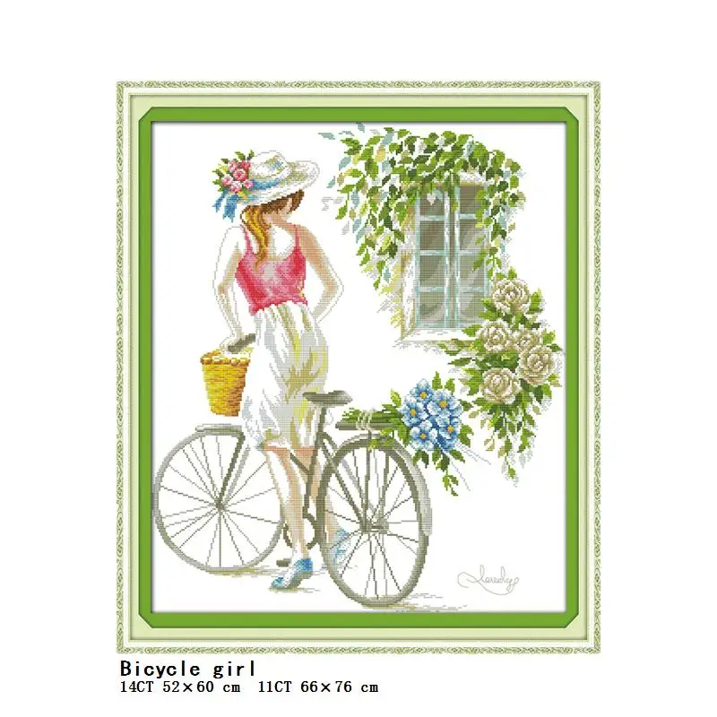 Pretty Girl Series Cross Stitch Kit DIY Character Pattern 14ct 11ct Count Print Canvas Needlework Embroidery Set Home Decoration