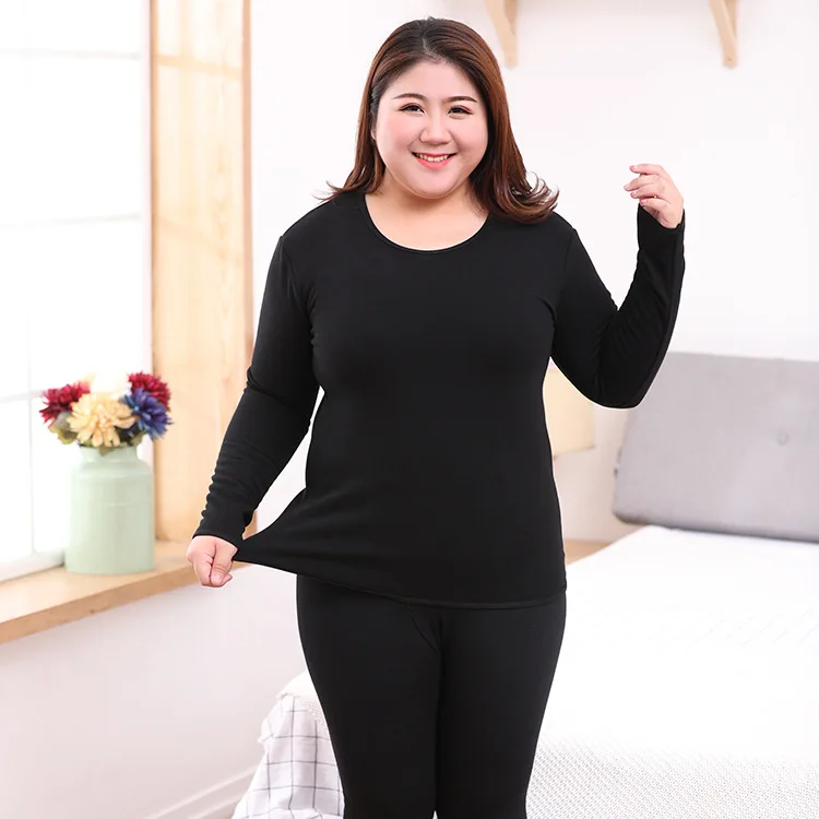 New plus velvet thick round neck close thermal underwear women Winter large size women's long sleeve shaping body suit