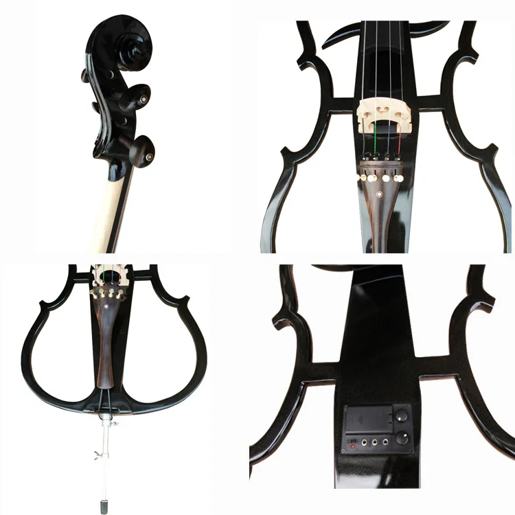 Red black white electric cello 4/4 solid wood  flash long bracket electro acoustic cello stage performance musical instrument