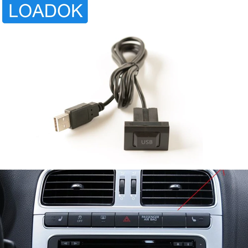 Car Usb Switch Socket Cable Adapter For Volkswagen Vw Polo 2009 2010 2011 2012 2013